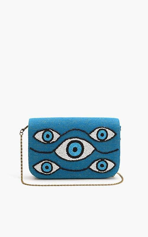 America & Beyond - Evil Eye Tufted Embellished Clutch