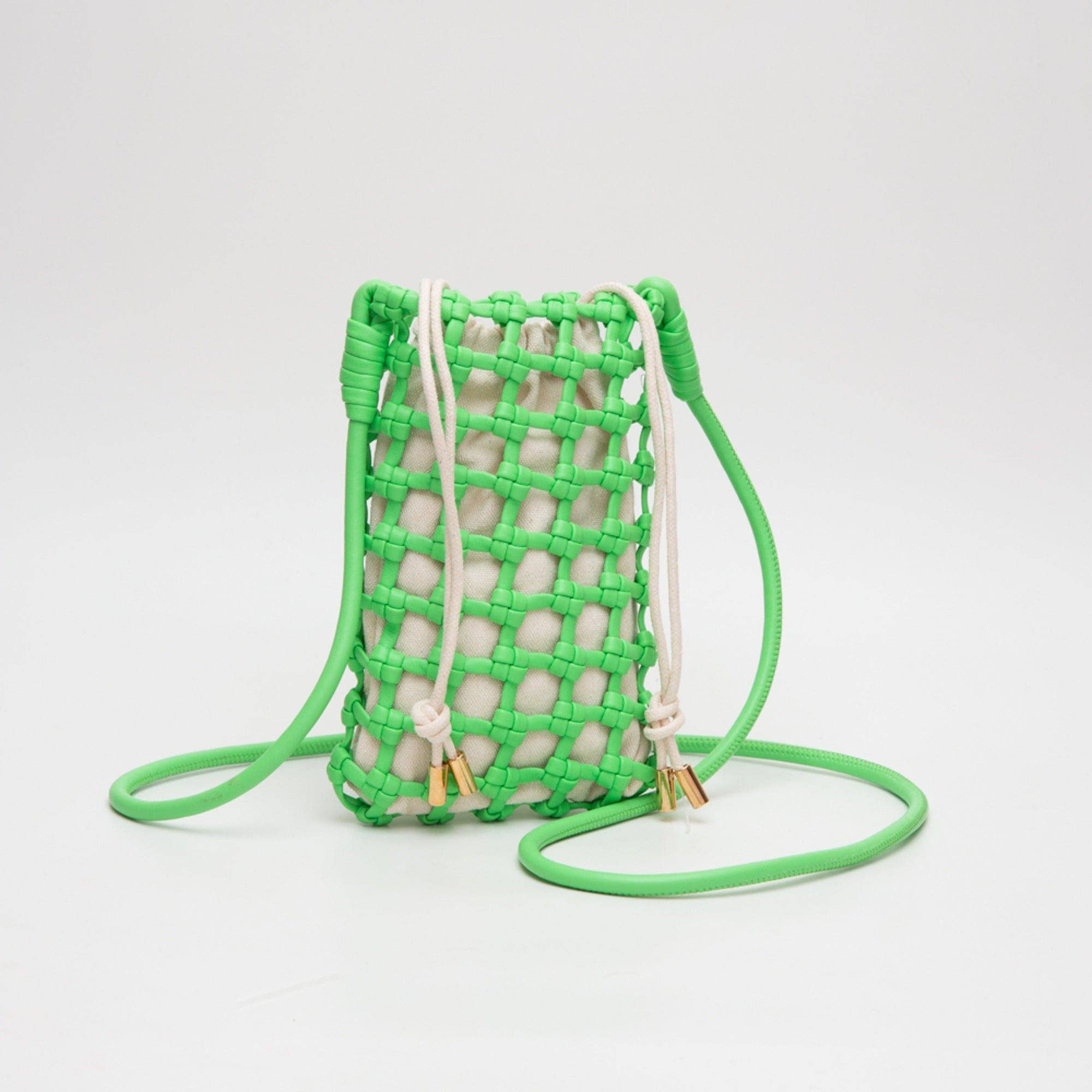 TG10626 Cara Mini Woven Drawstring Crossbody Bag - Gray - Bexa Boutique