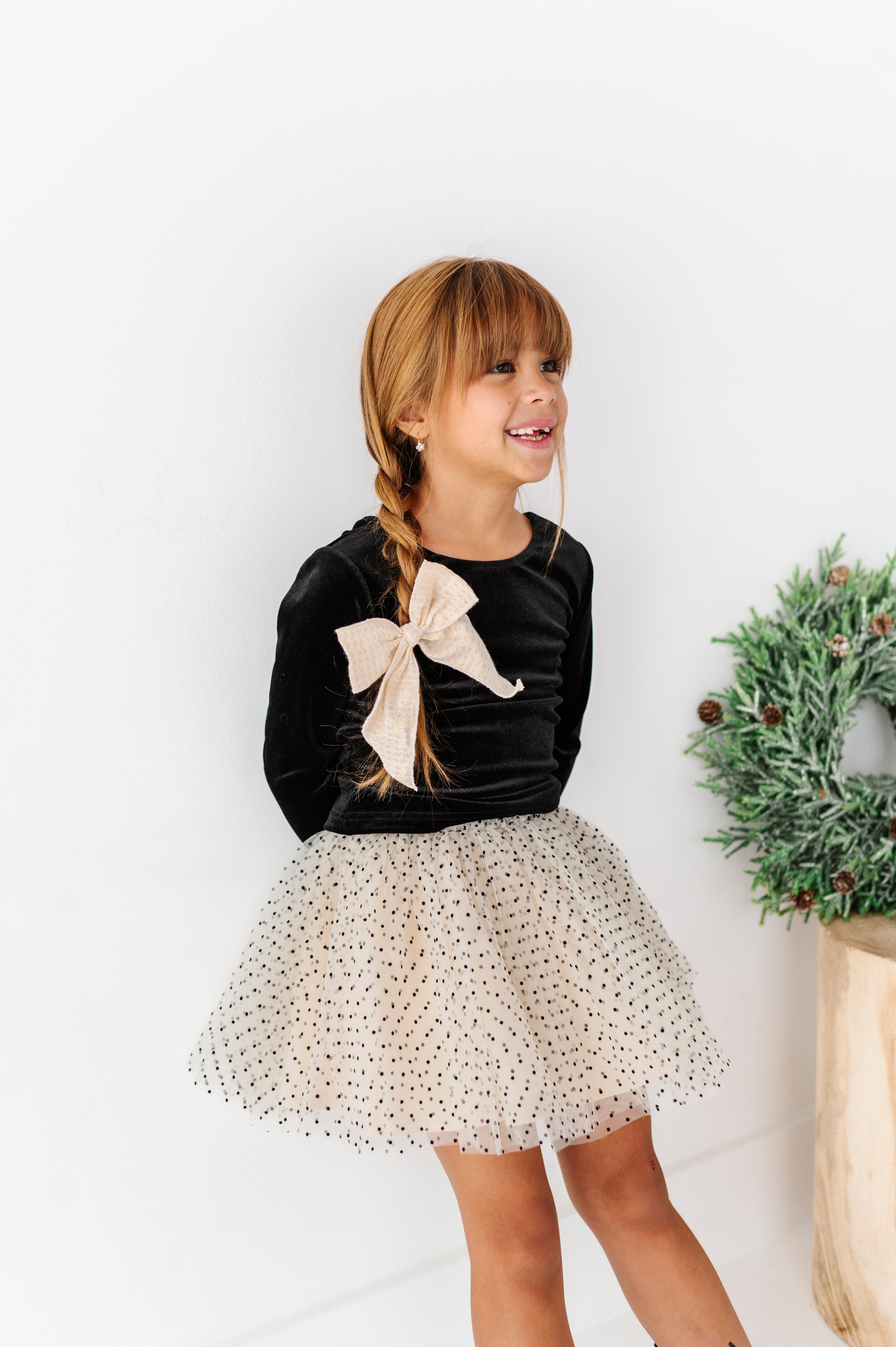 Black Velvet Top | Bow Back Long Sleeve Top