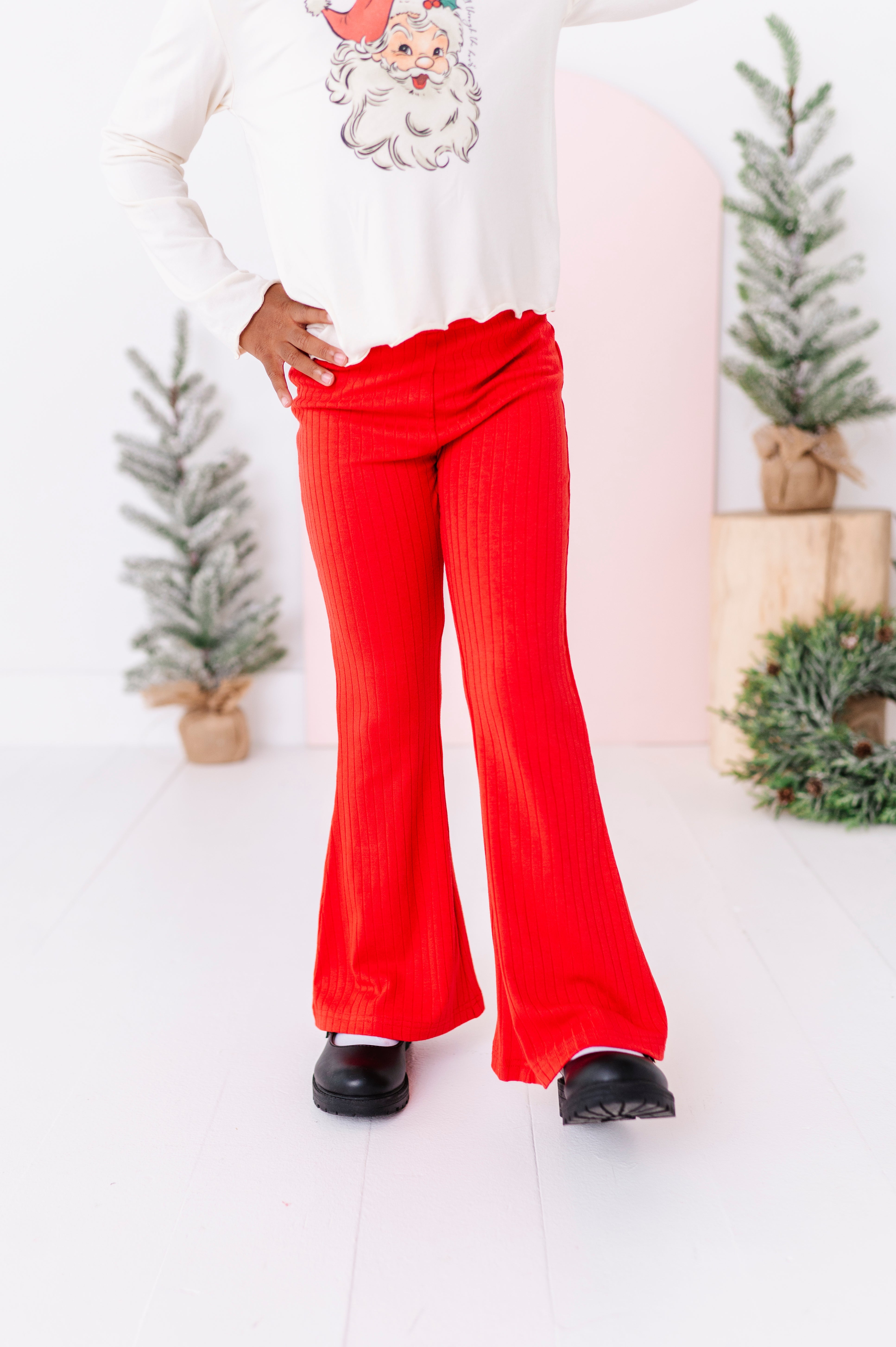 Holly Red Flare Pants | RIBBED FLARES