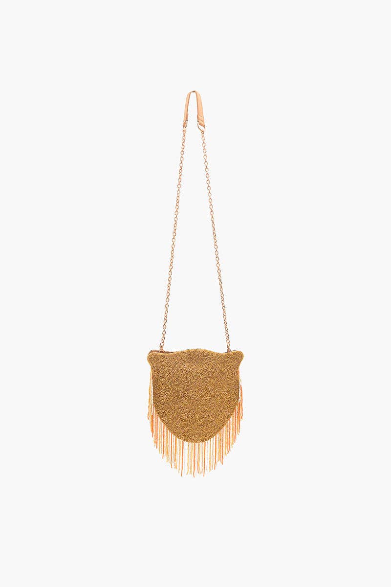 Tiger Shaped Beaded Crossbody Bag