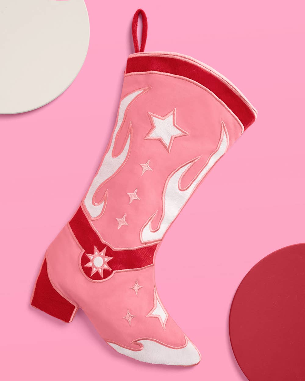 Cowgirl Boot Stocking - pink and red stocking Xmas Holiday Christmas
