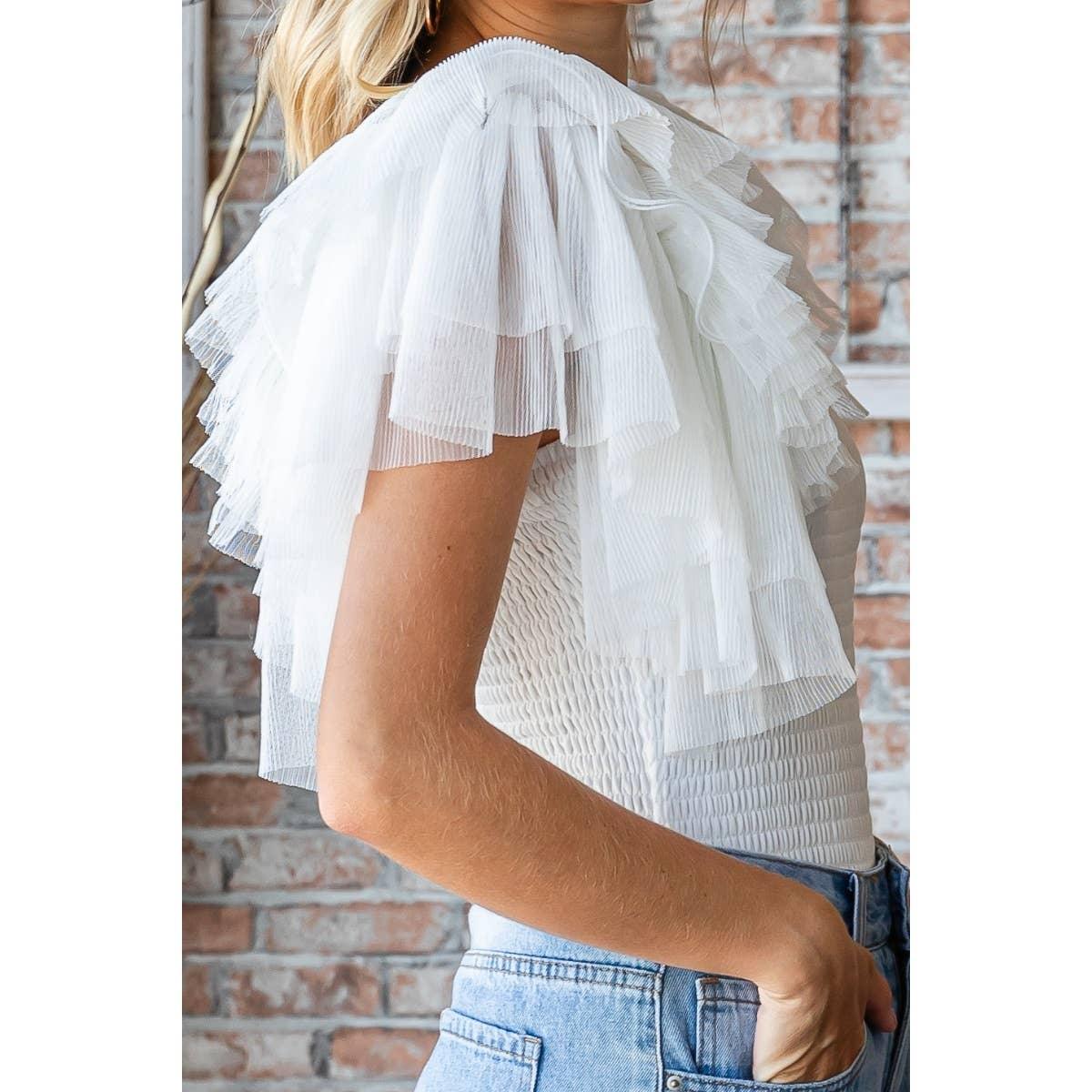 Layered Ruffle Sleeve Smocked Bodysuit