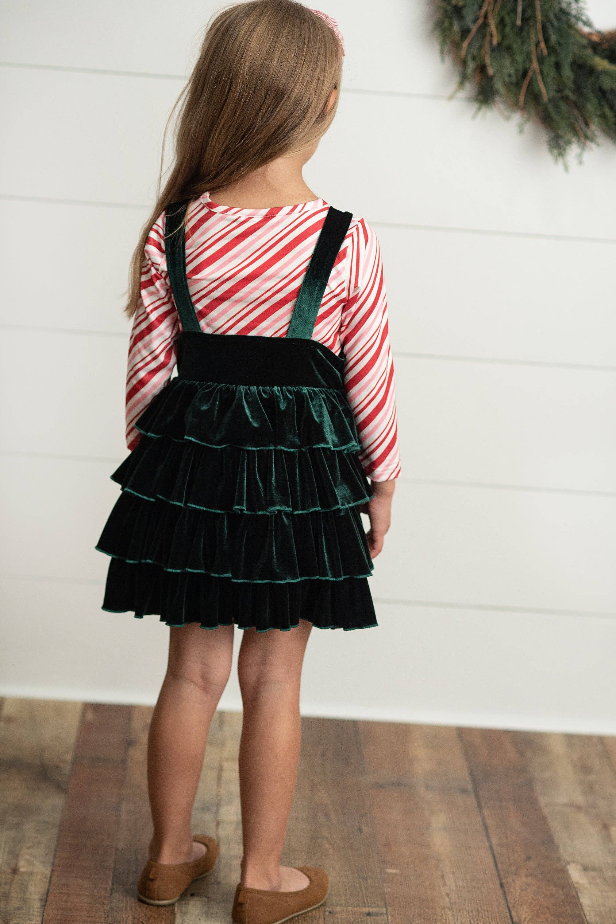 Candy Cane & Velvet Christmas Tree Holiday Dress Set