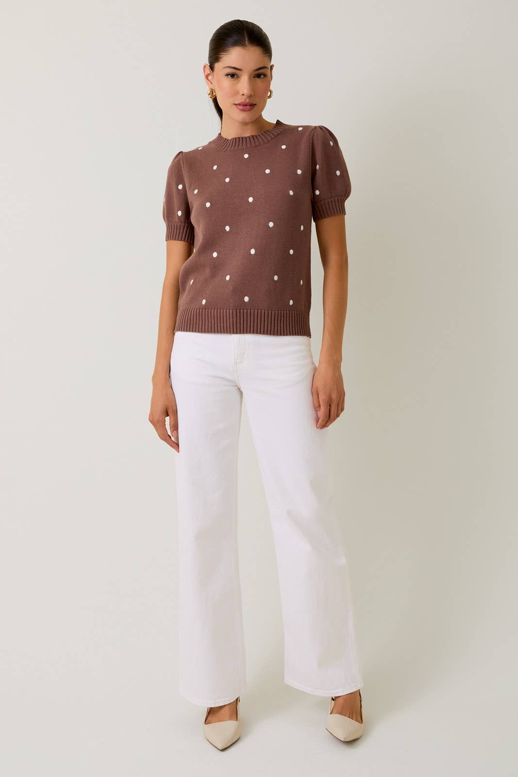 POLKA DOT EMBROIDERED SWEATER