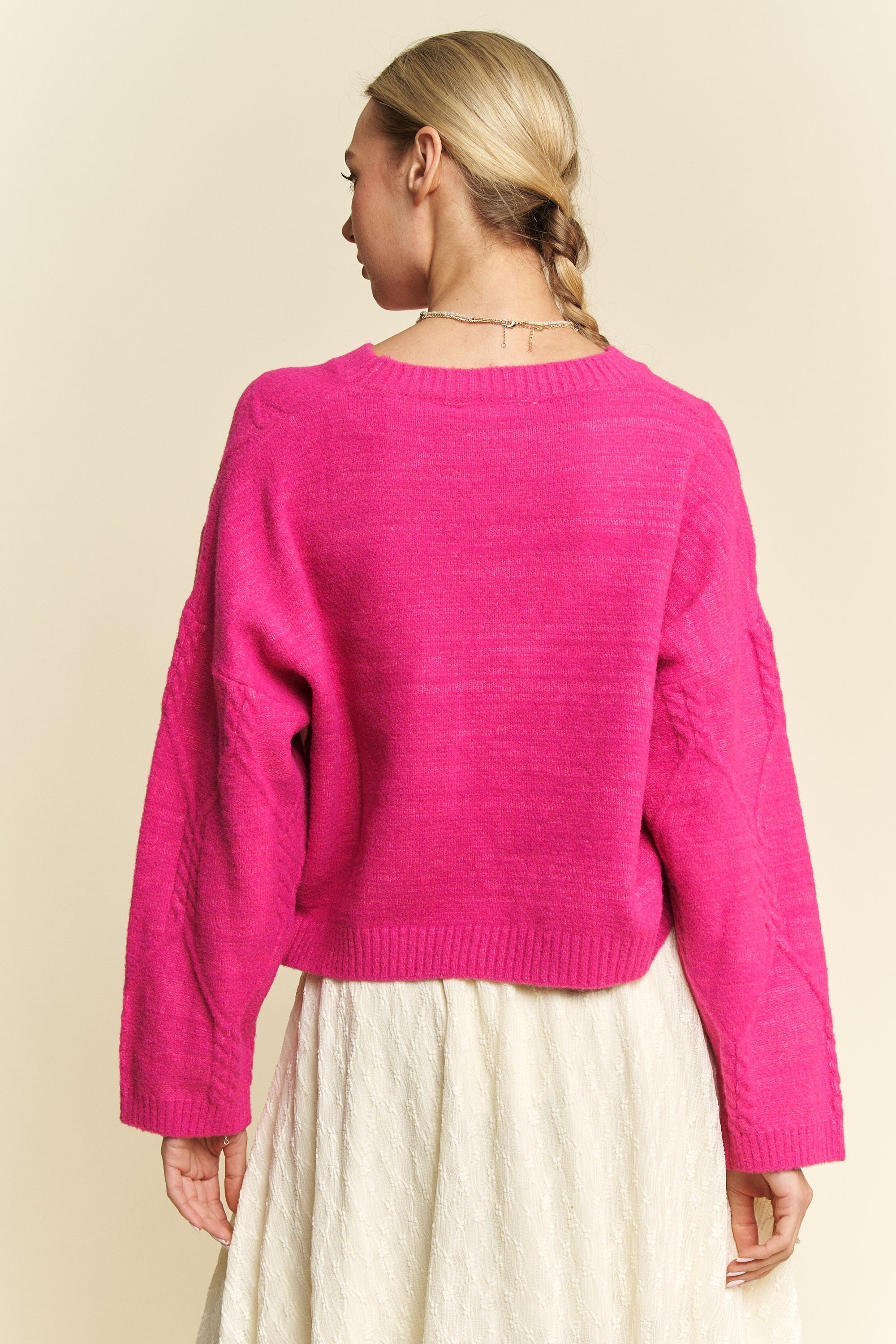 Pink Diamond Cable Sweater