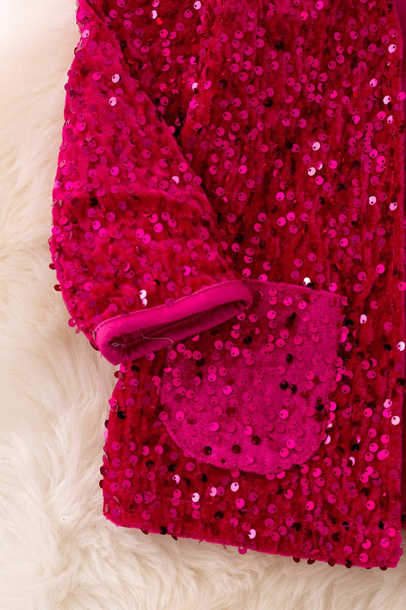 Fuchsia sequin cardigan with pockets