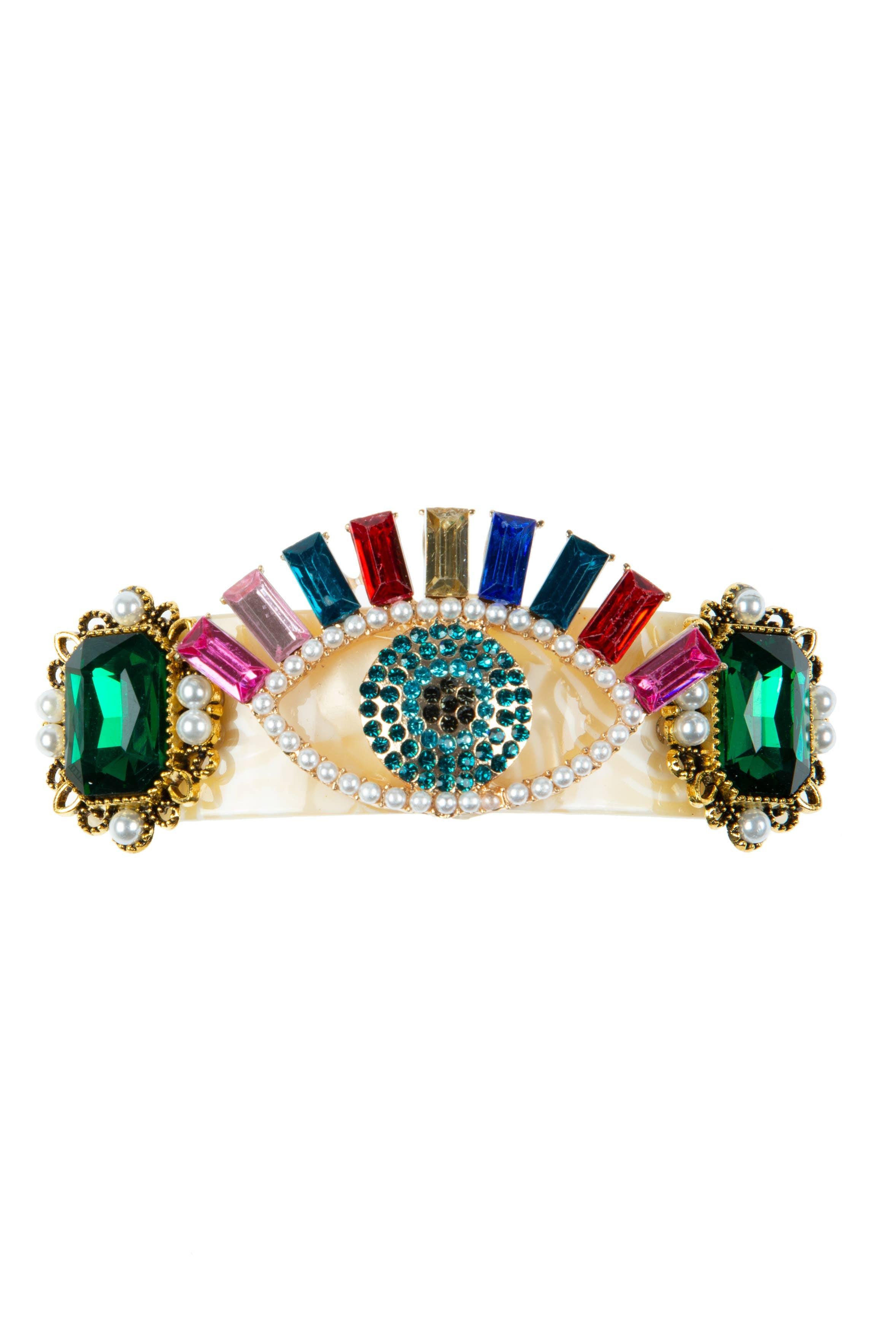 Evil Eye Rhinestone Hair French barrette