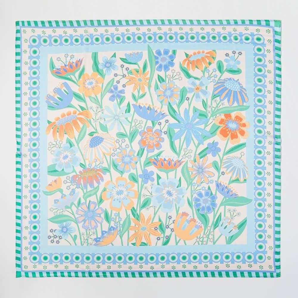 Flower Print Square Bandana Scarf