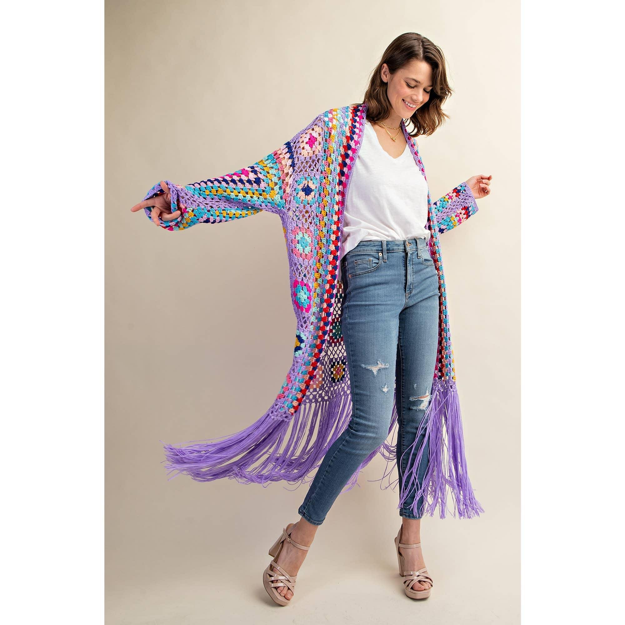 Colorful Fringe Duster Cardigan