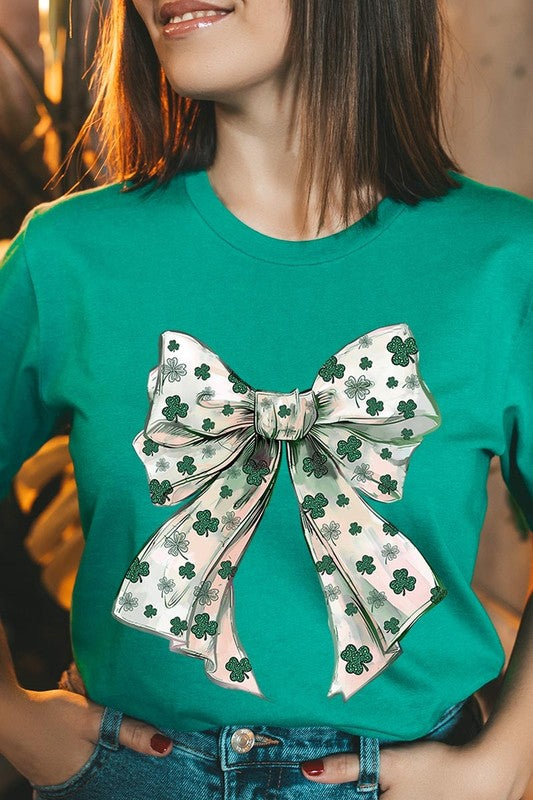 St Patrick's Day Coquette Bow Graphic Plus Tee