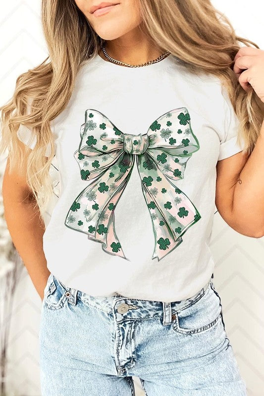 St Patrick's Day Coquette Bow Graphic Plus Tee