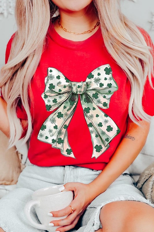 St Patrick's Day Coquette Bow Graphic Plus Tee