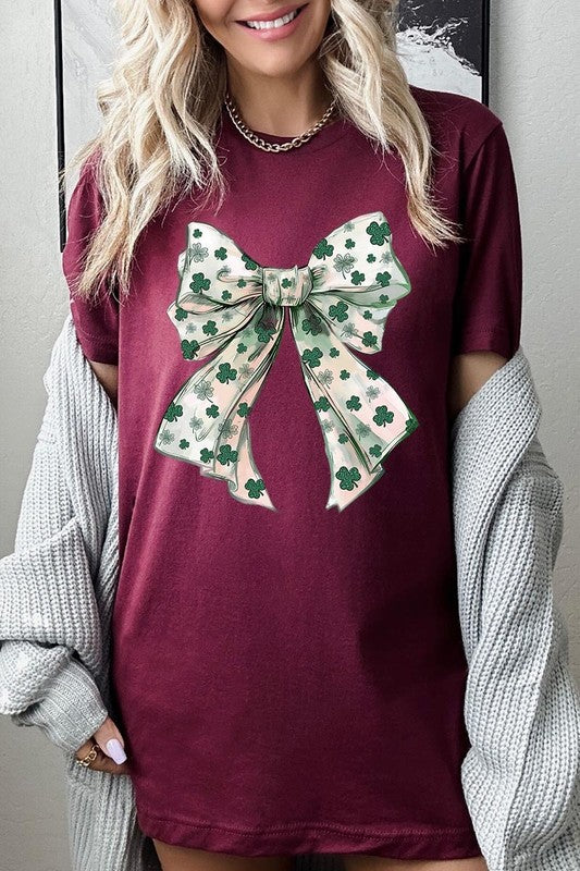 St Patrick's Day Coquette Bow Graphic Plus Tee