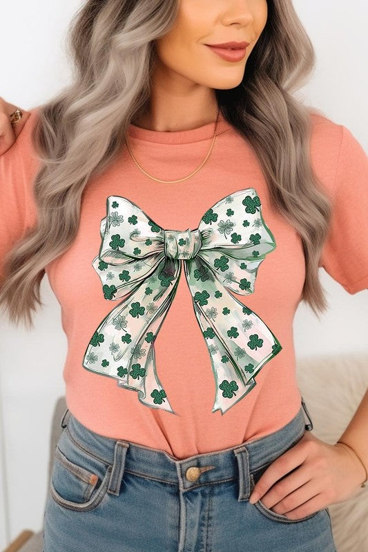 St Patrick's Day Coquette Bow Graphic Plus Tee