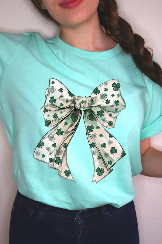 St Patrick's Day Coquette Bow Graphic Plus Tee