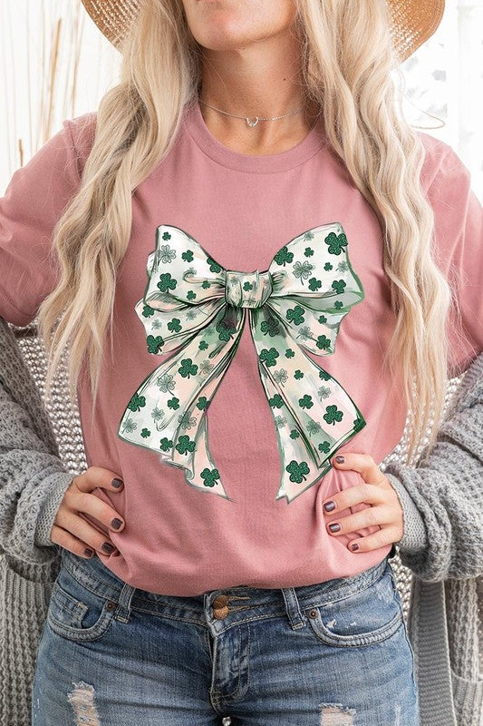 St Patrick's Day Coquette Bow Graphic Plus Tee