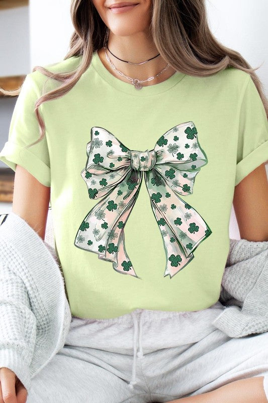 St Patrick's Day Coquette Bow Graphic Plus Tee