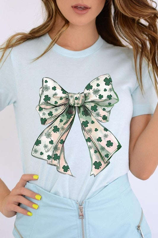 St Patrick's Day Coquette Bow Graphic Plus Tee