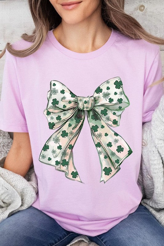 St Patrick's Day Coquette Bow Graphic Plus Tee