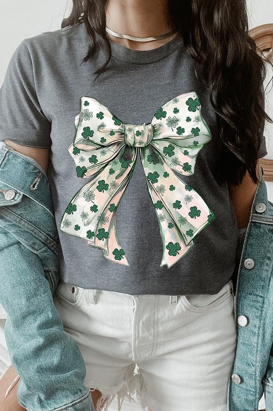 St Patrick's Day Coquette Bow Graphic Plus Tee