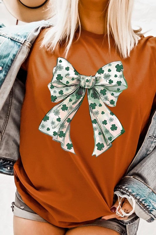 St Patrick's Day Coquette Bow Graphic Plus Tee