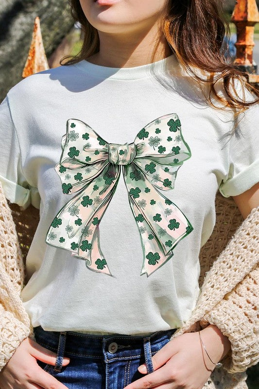 St Patrick's Day Coquette Bow Graphic Plus Tee