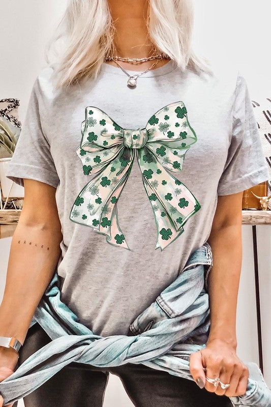 St Patrick's Day Coquette Bow Graphic Plus Tee