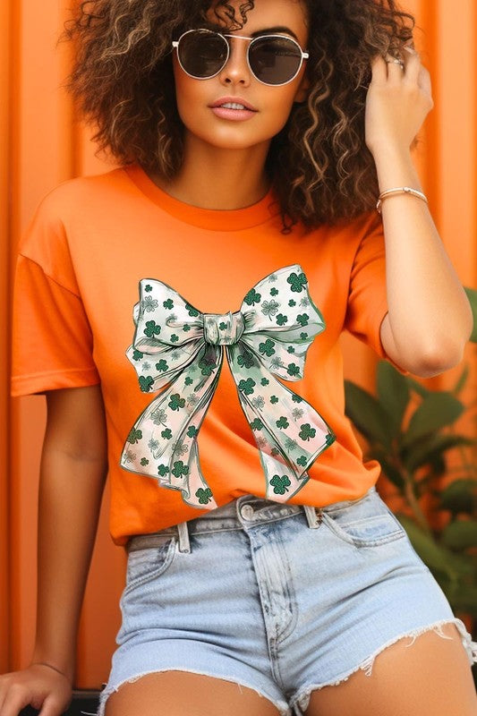 St Patrick's Day Coquette Bow Graphic Plus Tee