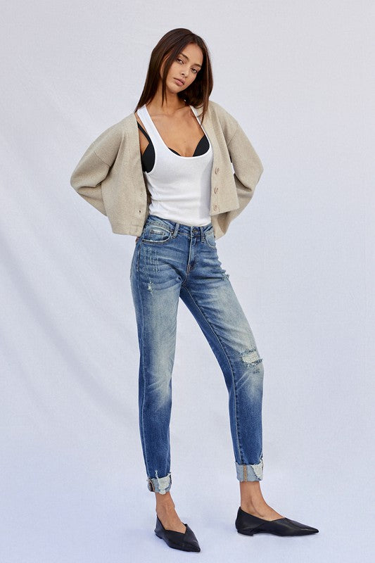 Raw Hem Boyfriend Jeans