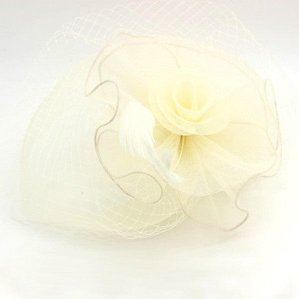 CLASSIC ROSE FASCINATOR W/ HEADBAND AND CLIP