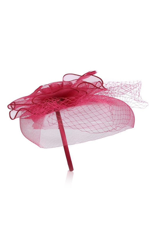 CLASSIC ROSE FASCINATOR W/ HEADBAND AND CLIP