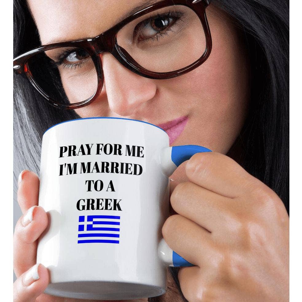 3dRose, Pray for me Im married to a Greek, picture of Greek flag, Mug - Bexa Boutique