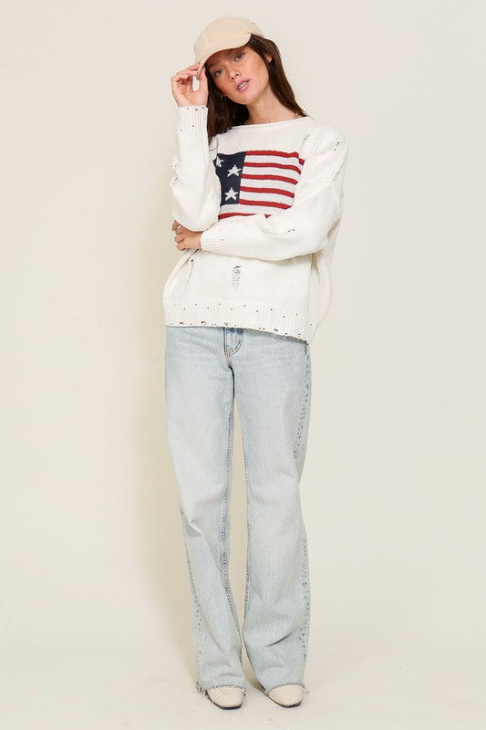 Distressed USA Logo Sweater