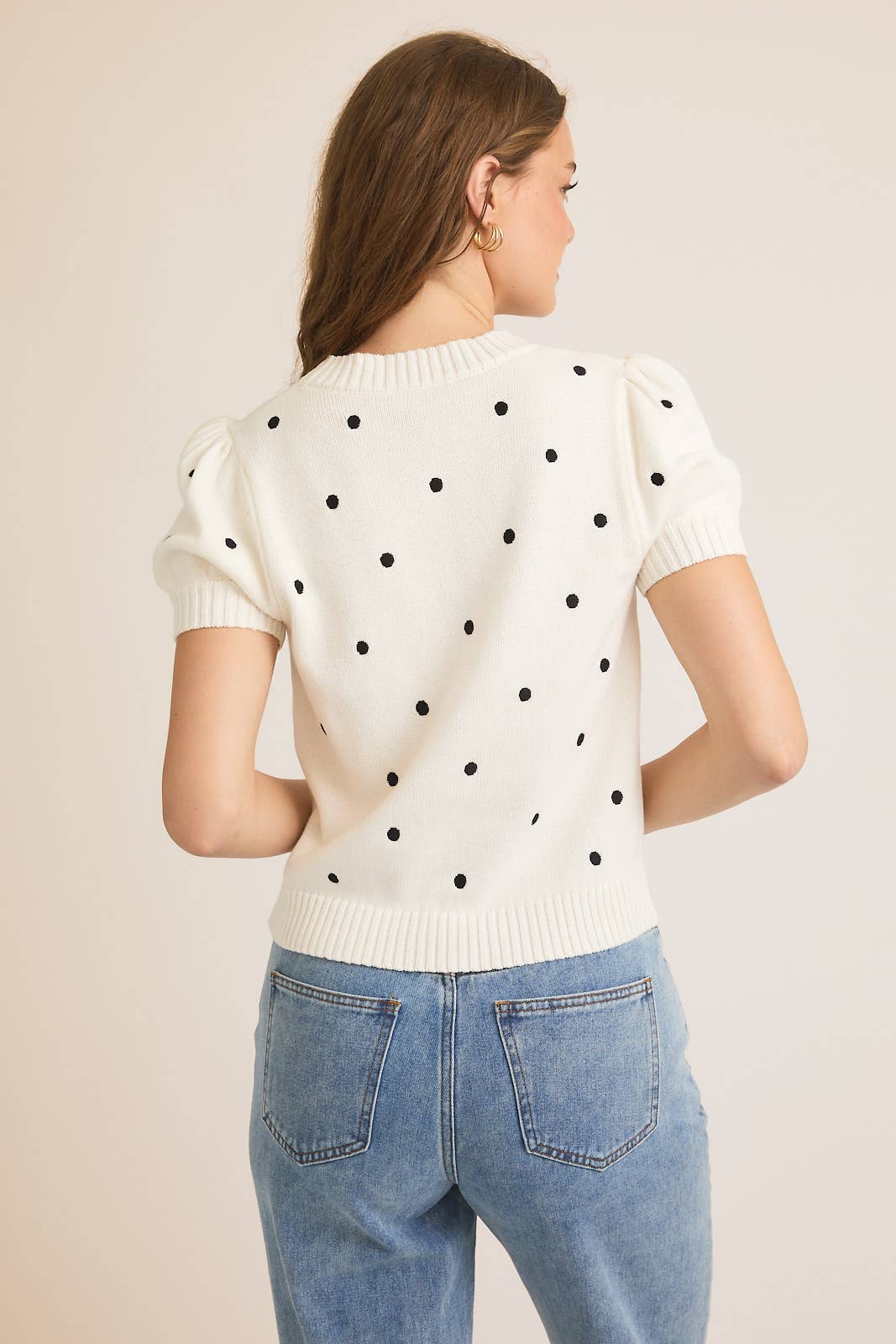 POLKA DOT EMBROIDERED SWEATER