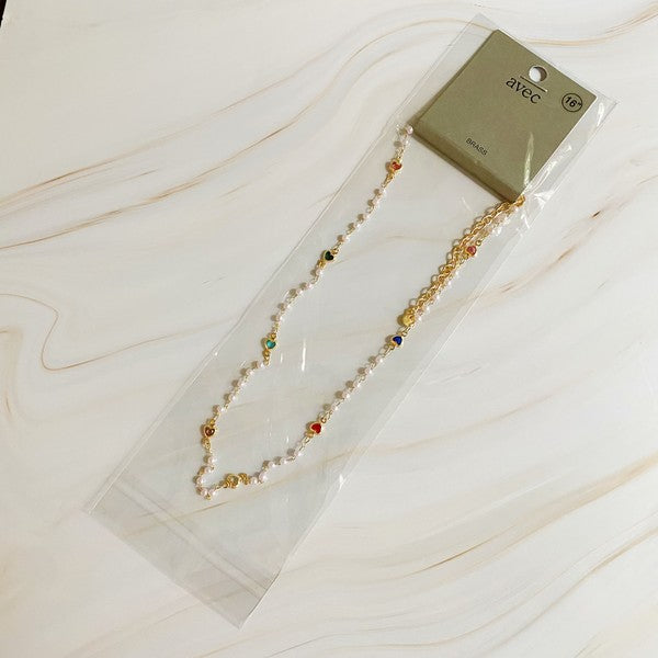 Precious Mini Heart Pearl Chain Necklace