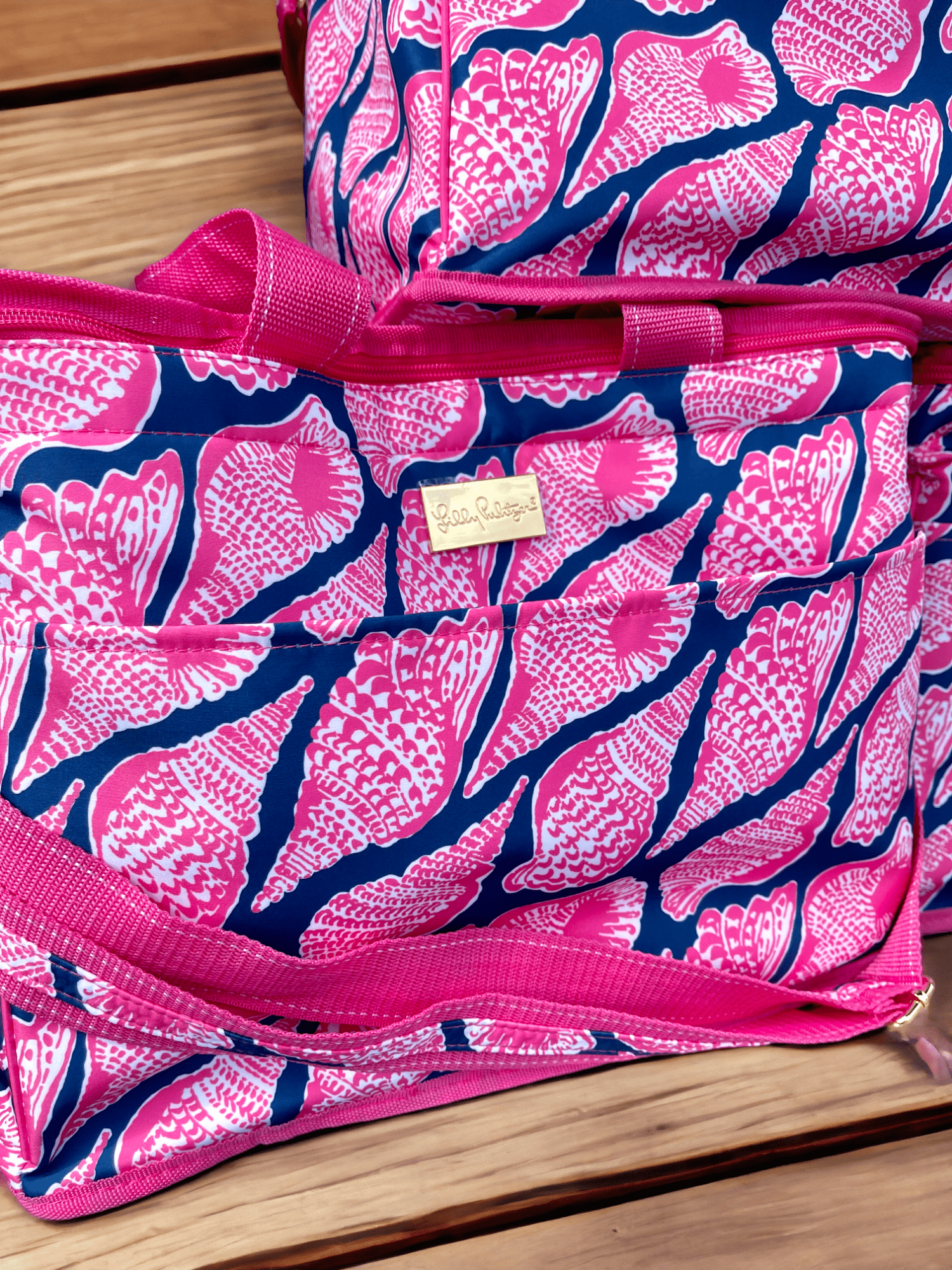 Lilly Pulitzer Beach Cooler “Cute As A Shell” Pink Navy Print - Pretty Crafty Lady Shop