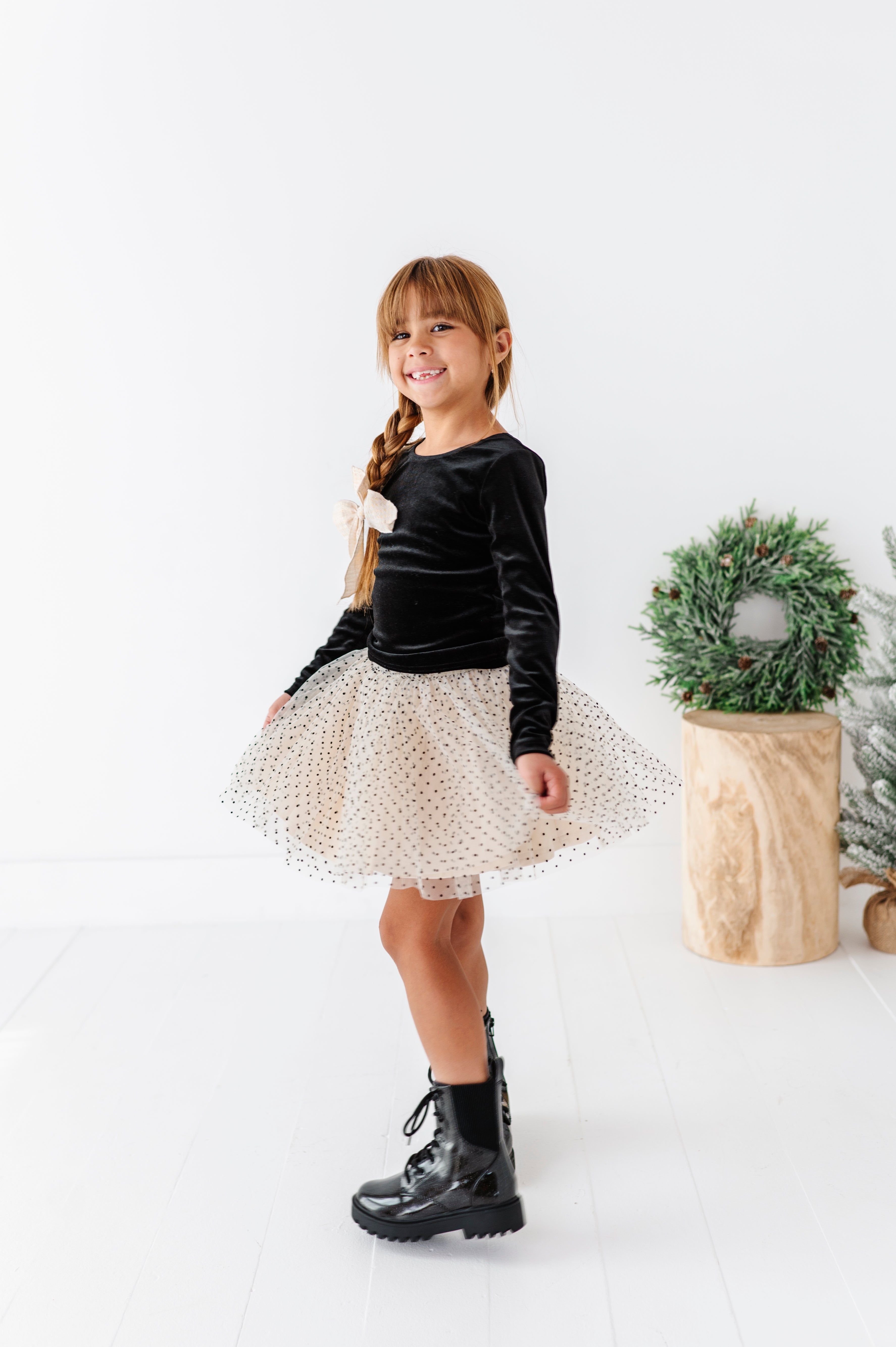 Black Velvet Top | Bow Back Long Sleeve Top