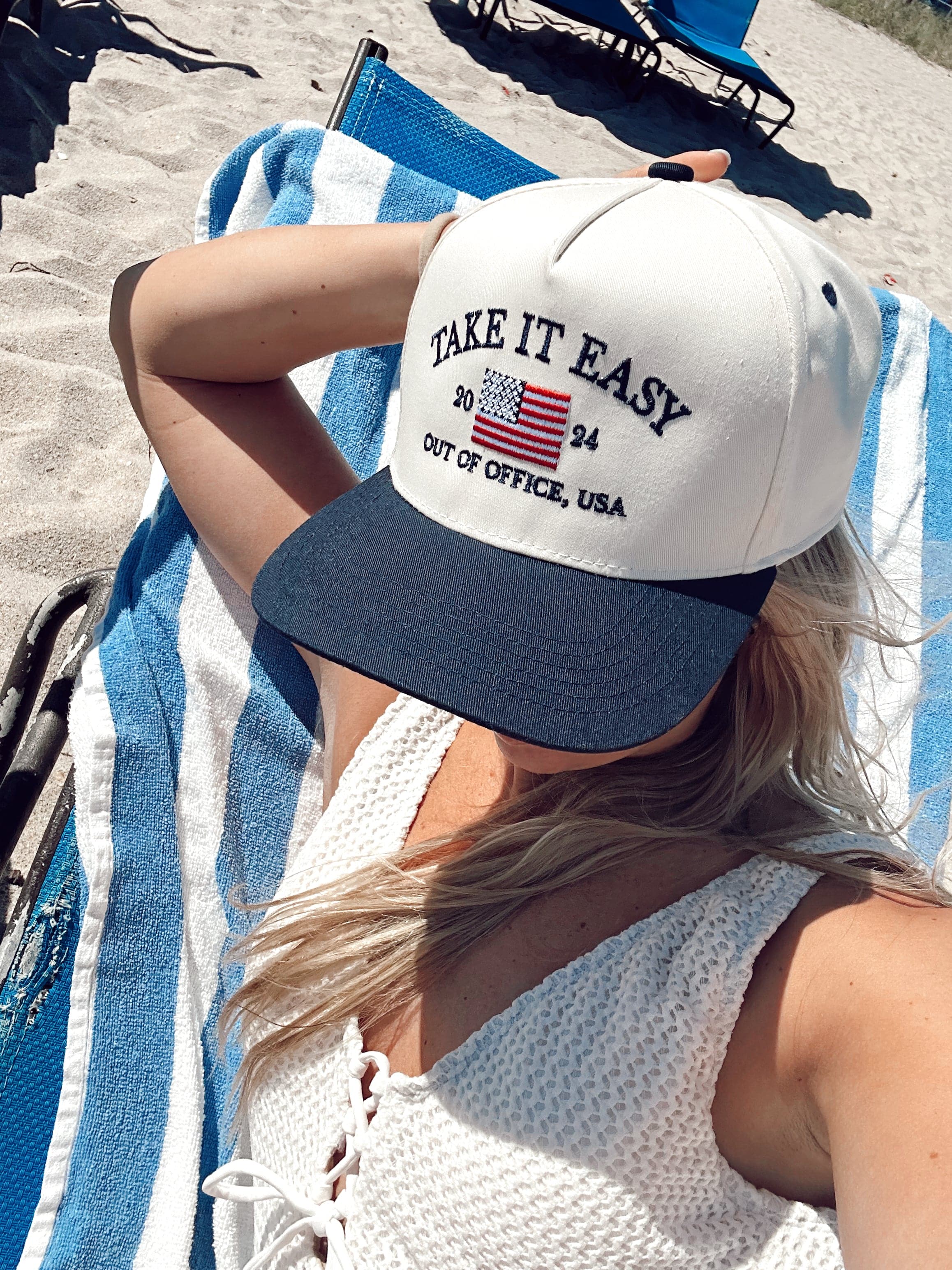 Take it Easy Navy Flag Vintage Trucker Hat