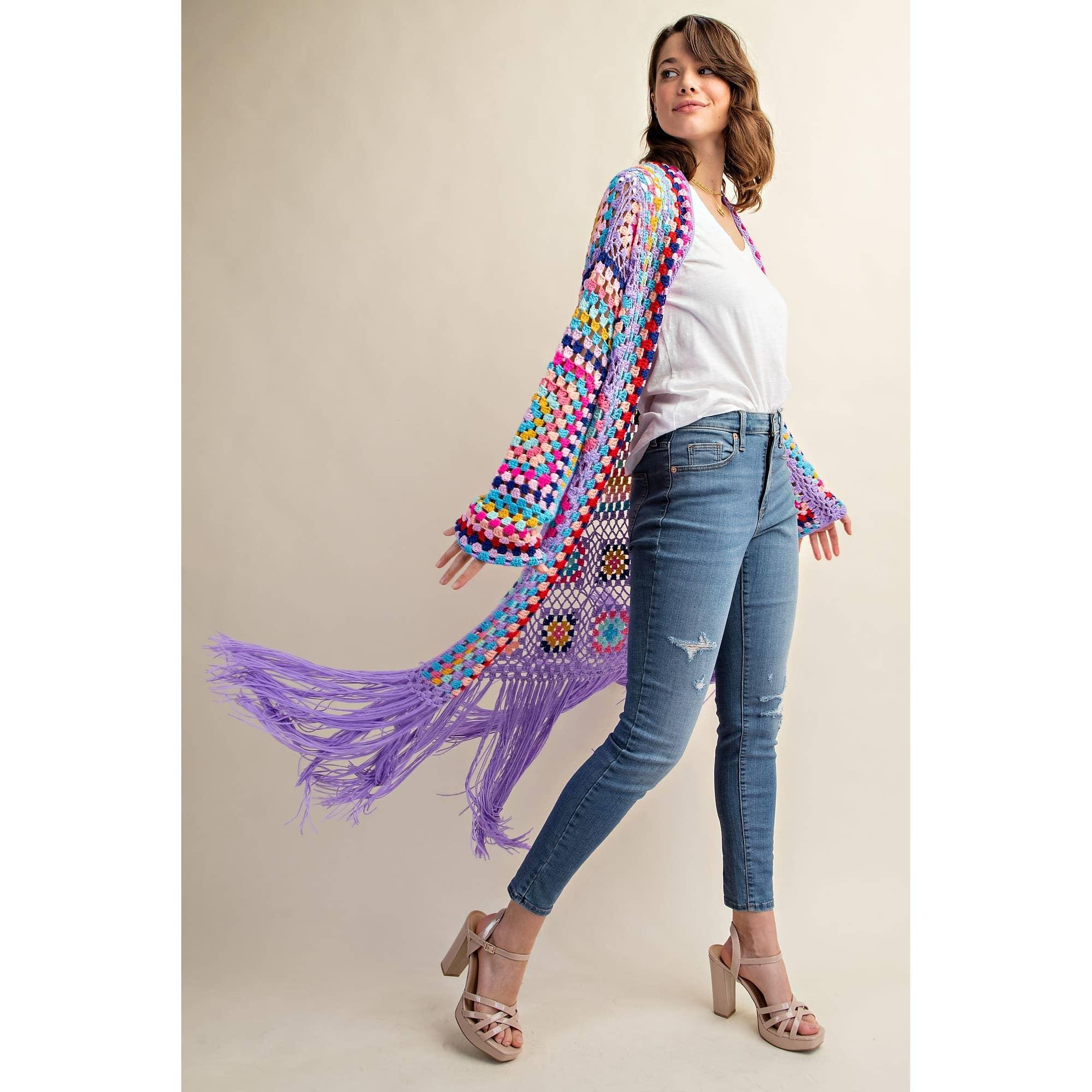 Colorful Fringe Duster Cardigan