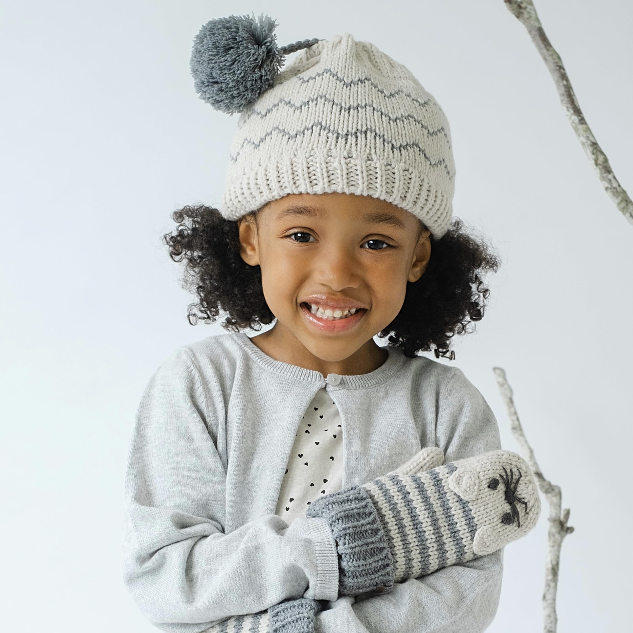Kids Beanie 2PC Set with Mittens, for Boys and Girls (Age 1-6Y) Unique Novelty Design, Premium Quality