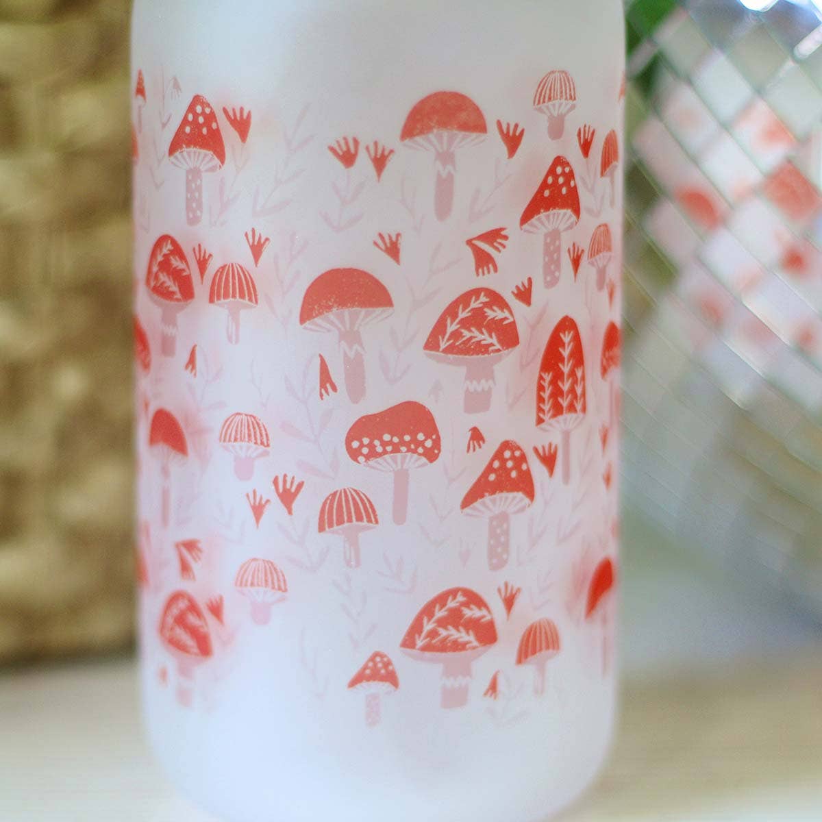 Tiny Mushroom Forest Can Glass Cup