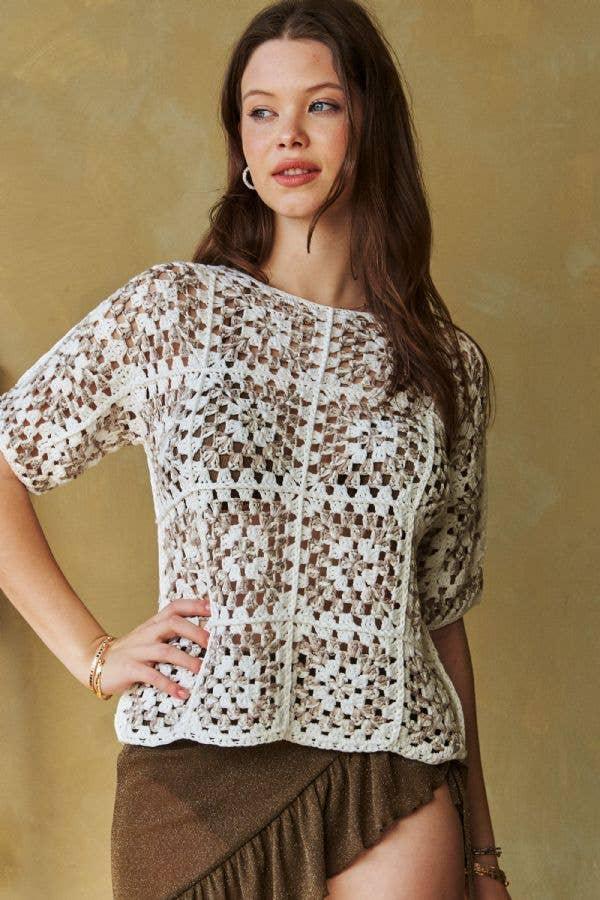 Gabby Short Sleeve Crochet Top