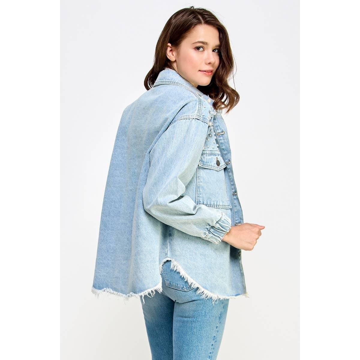 Pearl and Rhinestone Denim Jacket