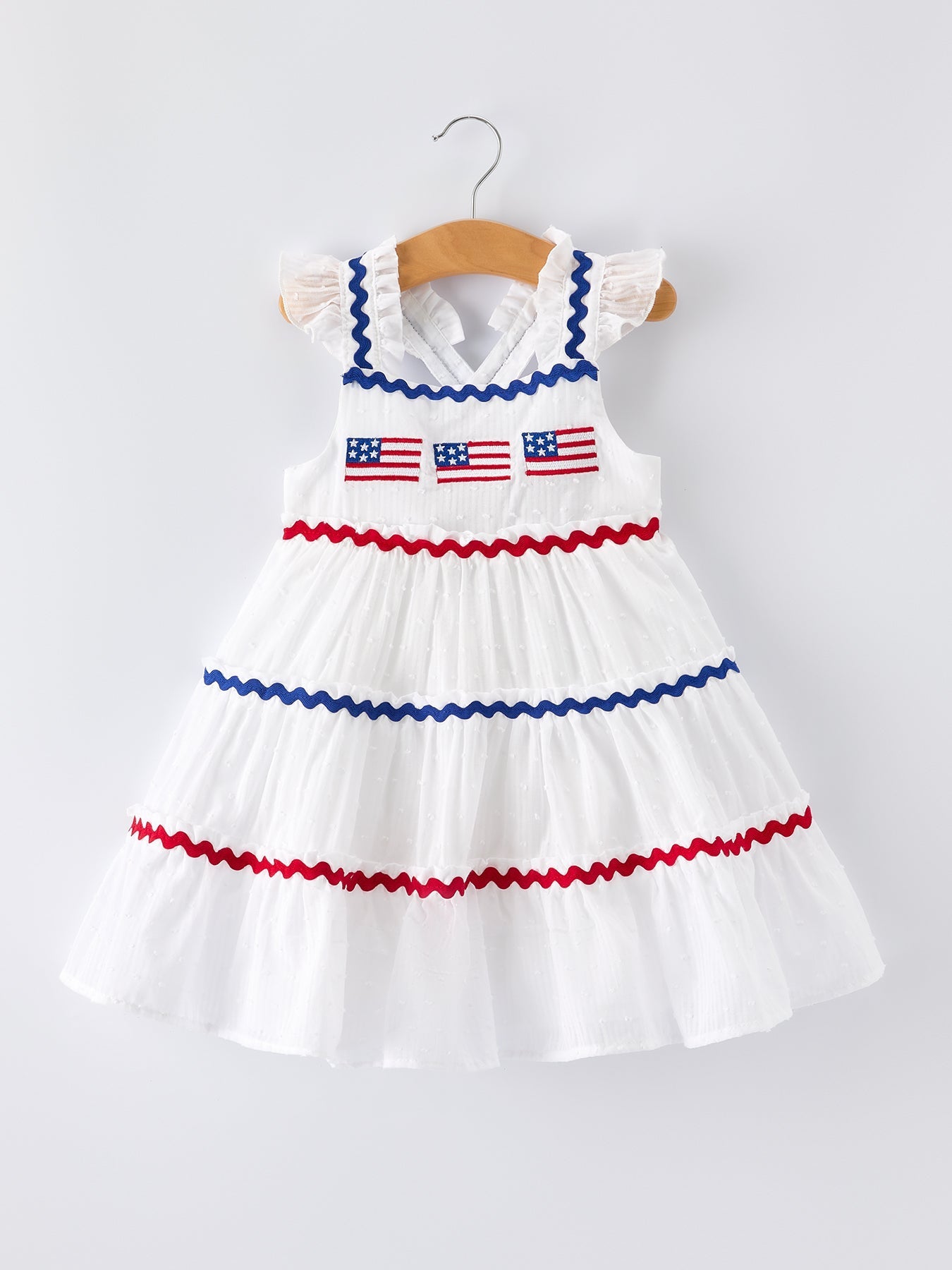 4th of July Flag Girl Tiered Ruffle Dress - Bexa Boutique