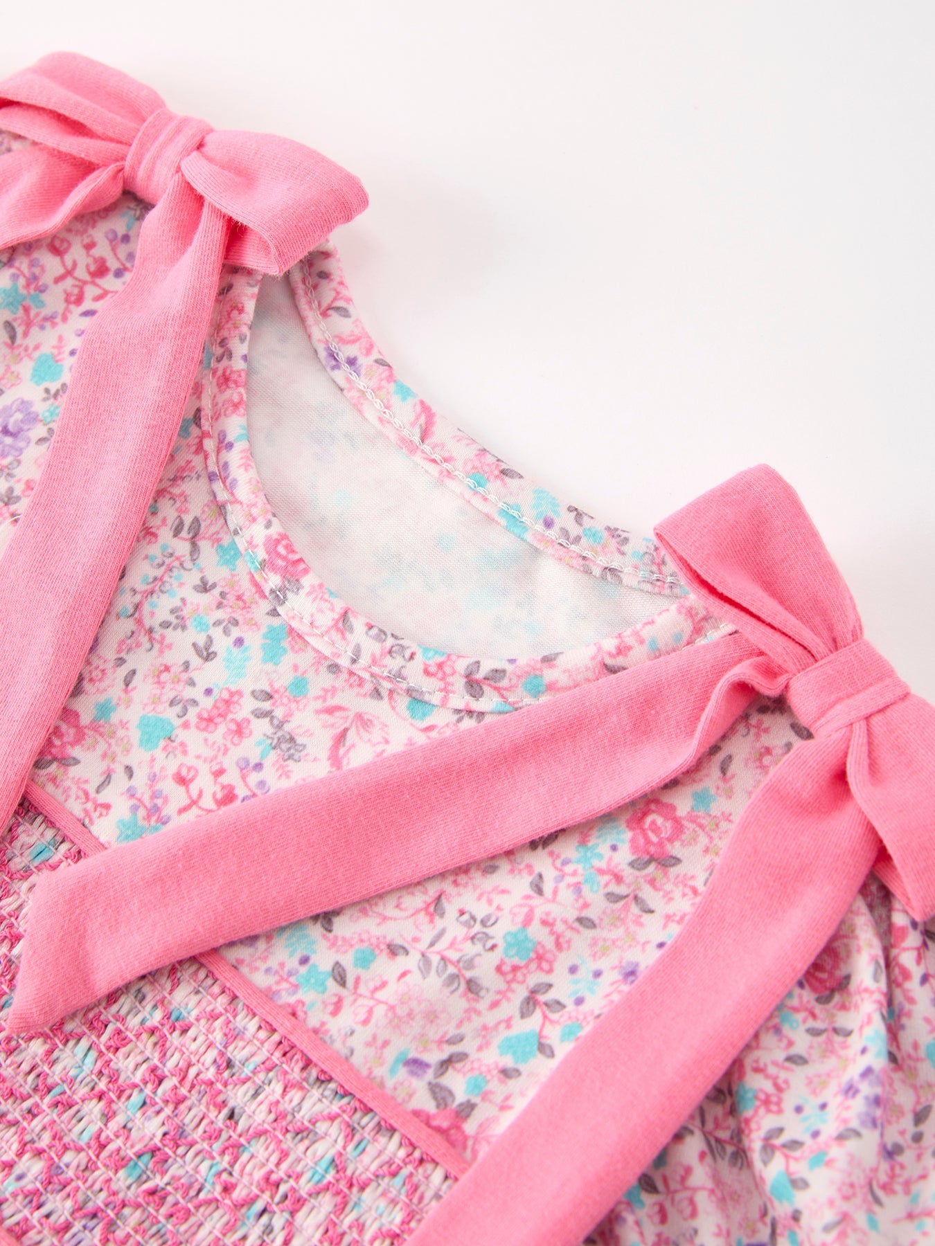 Pink Bow Smocked Floral Baby Bubble