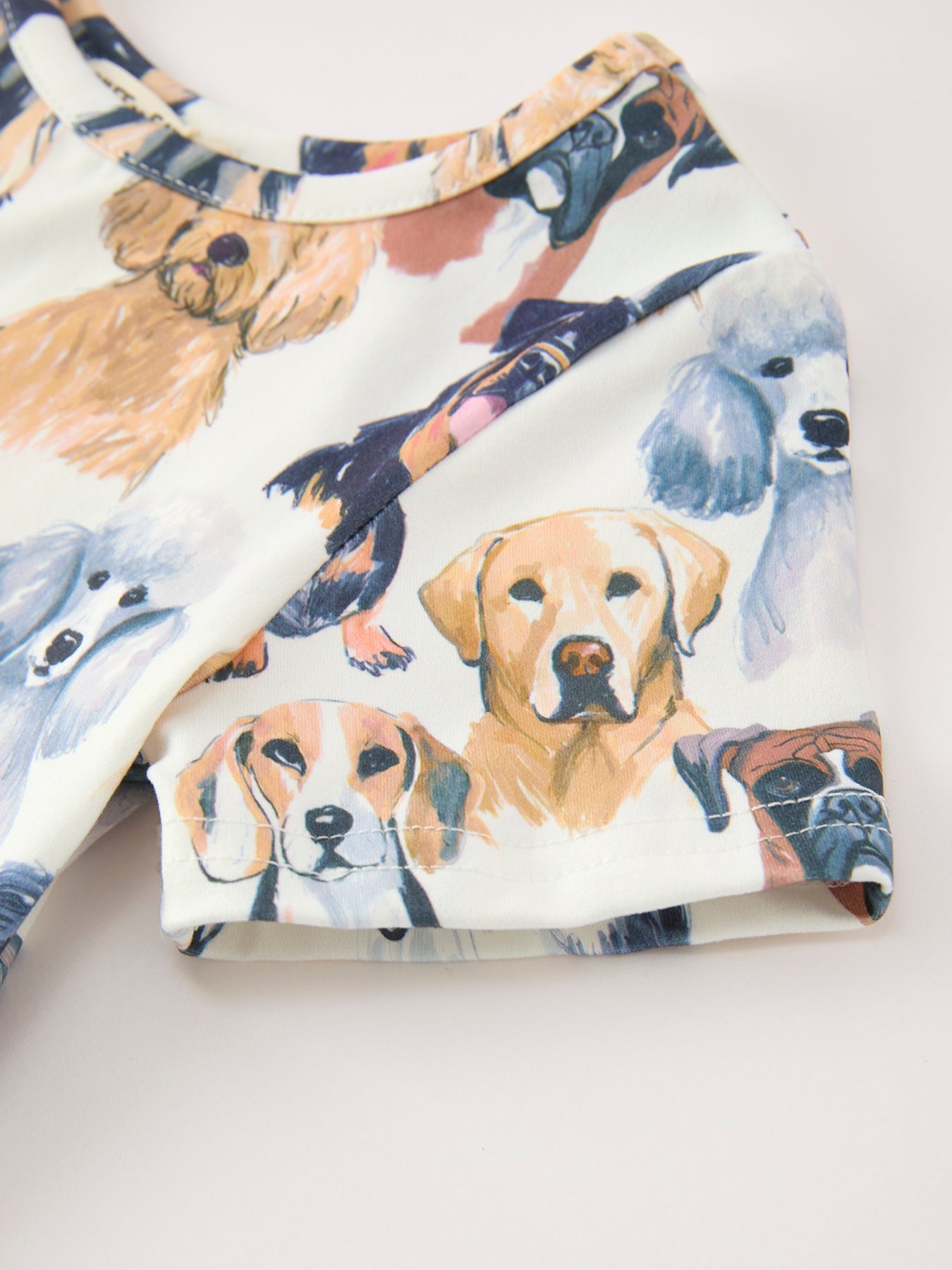Dog Print Girls Short Sleeve Twirl Dress