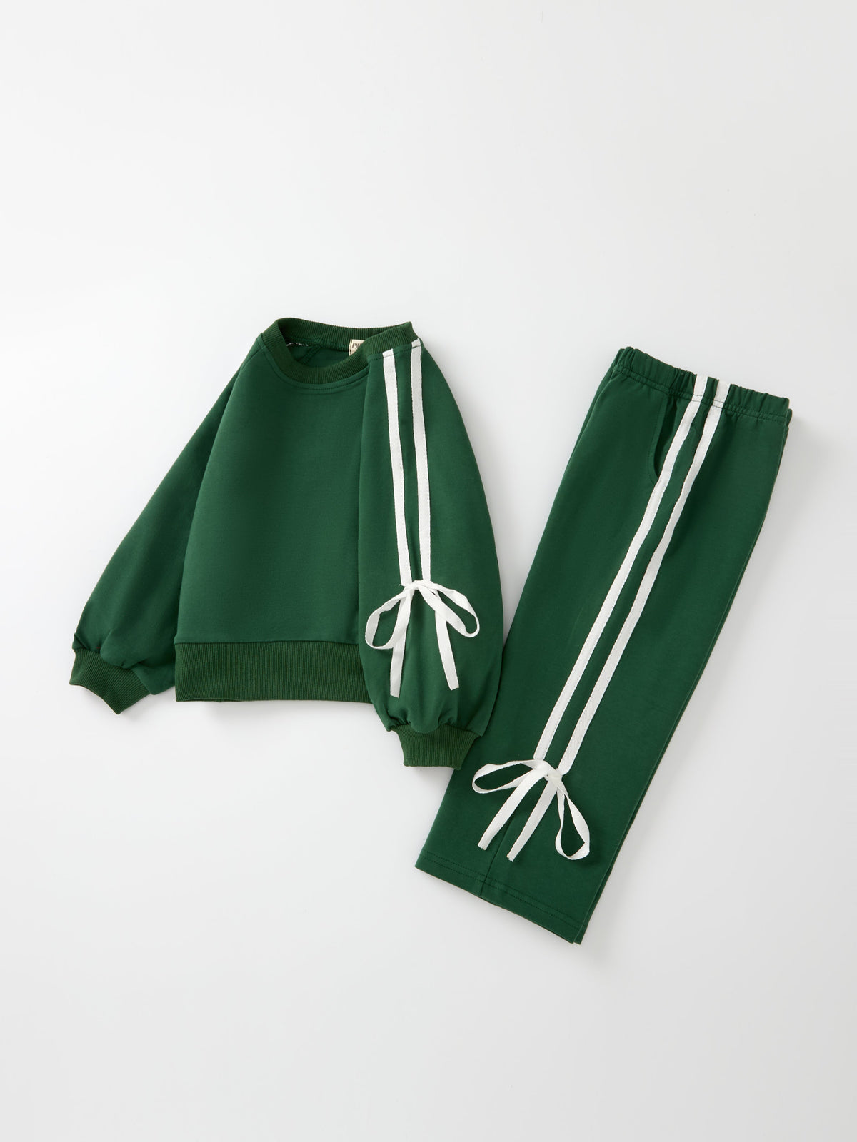 Girls Bow Trim Sweatshirt and Pants Set