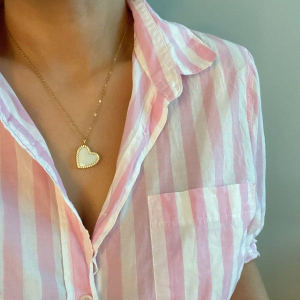 Shell Heart Locket Pendant Necklace