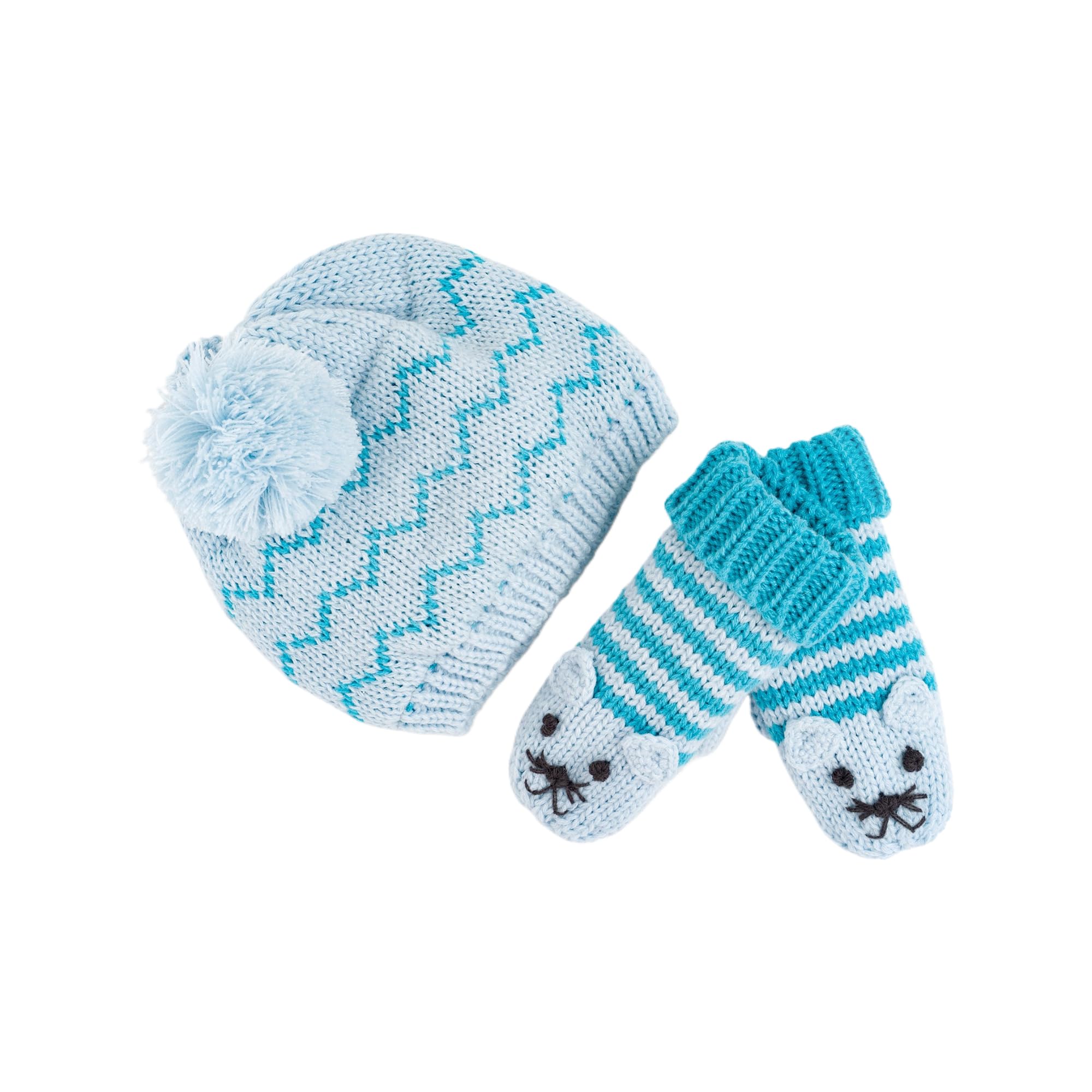 Kids Beanie 2PC Set with Mittens, for Boys and Girls (Age 1-6Y) Unique Novelty Design, Premium Quality